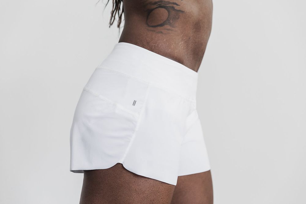 NOBULL Women's Pace 3" Shorts - White - Ireland (0249UYXMI)